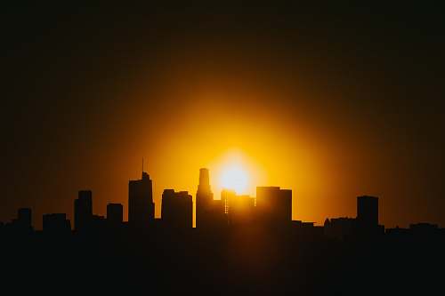 los angeles silhouette of a buildings during sunset united states